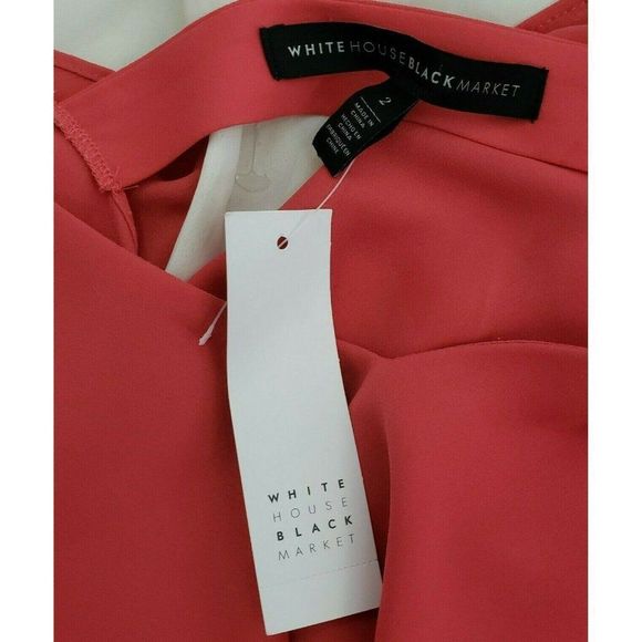 White House Black Market Pink Elsa Drape Back Blouse Shirt 3/4 Bell Sleeve 2 NWT - Picture 4 of 4